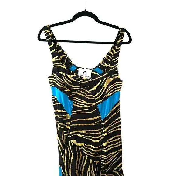 Marine Serre printed mixed media asymmetrical midi dress $1745 NWT Sz L - Picture 11 of 16